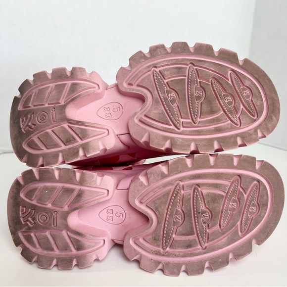 •KOI• Strawberry Spongecake Pink Vilun Platform Lace- Up Ankle Boots Size US 7 - Picture 11 of 16